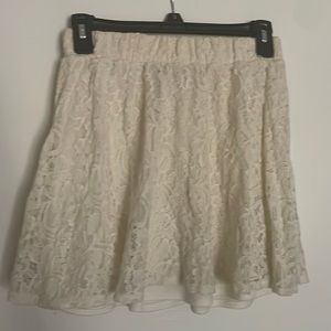 Charlotte Russe off-white medium lacy skirt